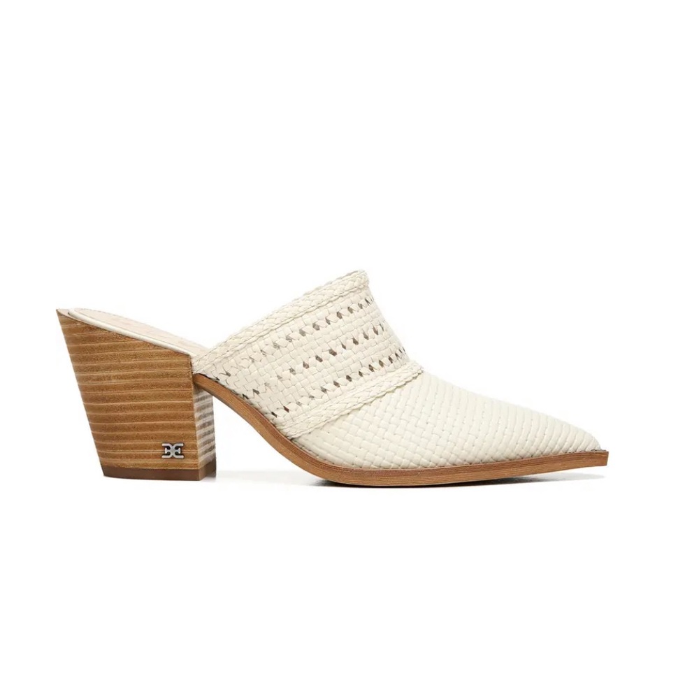 VGUC leather Sam Edelman Lillianna Cream Woven Mules, size 9
